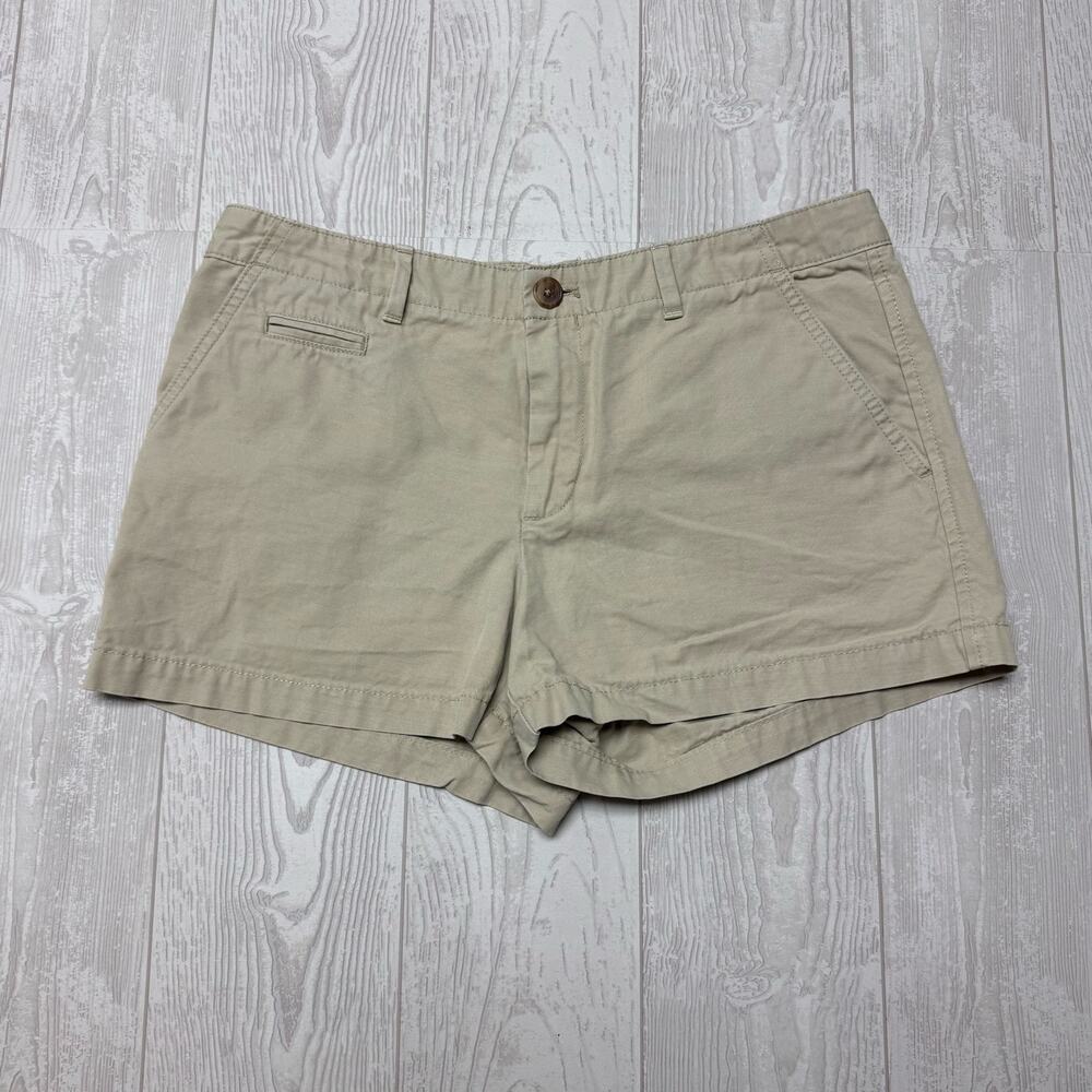 Gap Women’s Khaki Chino Shorts Size 4R Beige Cotton Casual Flat Front Pockets